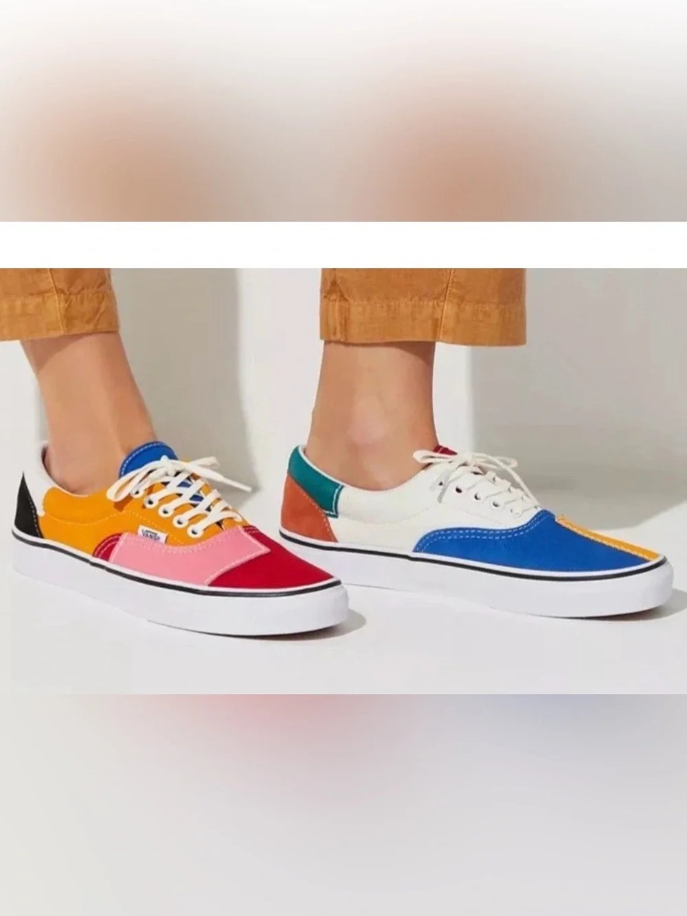 Vans Era Patchwork low-top sneakers Red Pink Blue green etc, sz men 6, wm 7.5,